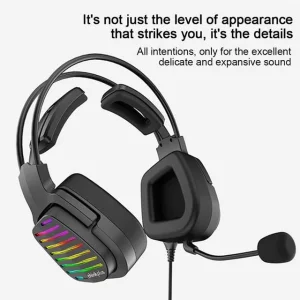 Lenovo G40 Wired Headset 7.1 Stereo RGB Light Over-Ear Gaming Headphone with Mic Noise Canceling USB For for Laptop Computer - Black