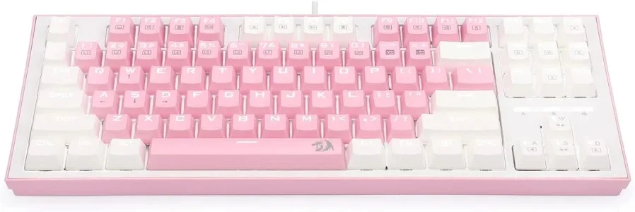 Redragon K611 Dual Color Keys Mechanical Gaming Keyboard Single White LED (White + Pink)