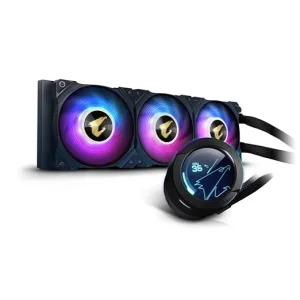 Gigabyte AORUS WATERFORCE X 360 AIO Liquid CPU Cooler, Rotatable Circular LCD Display with Micro SD Support
