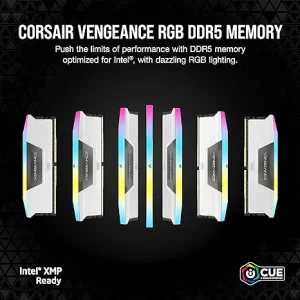 CORSAIR VENGEANCE RGB DDR5 RAM 32GB (2x16GB) 6000MHz White